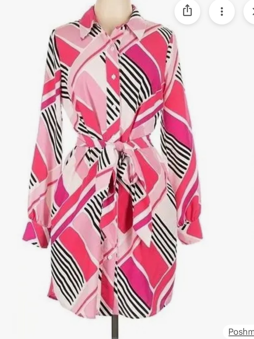 TDT Pink & Black Geometric Tie-Waist Dress nwt size 0 loveline